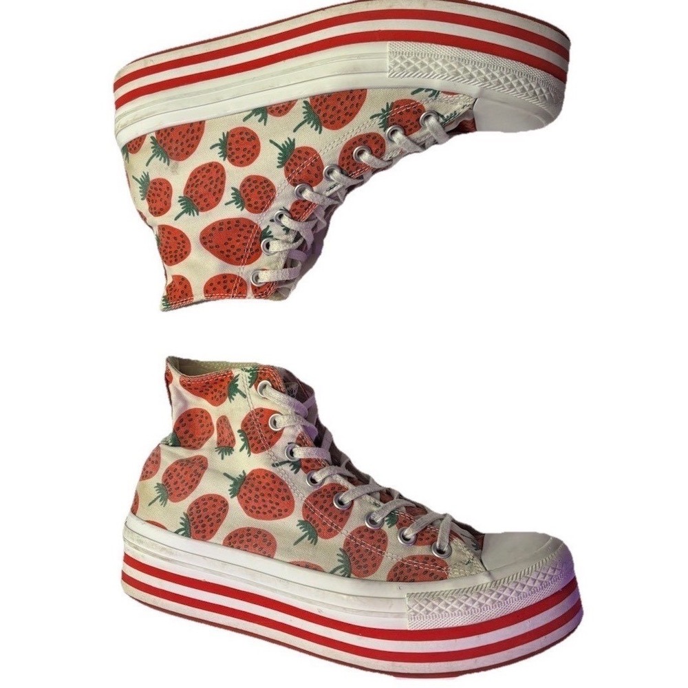 Converse x Marimekko Platform‎ Sneakers Strawberry Print Canvas Red White W11 M9